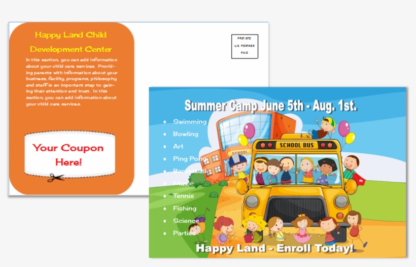 Child Care Postcard Template - School Park Cartoon, transparent png #4206890