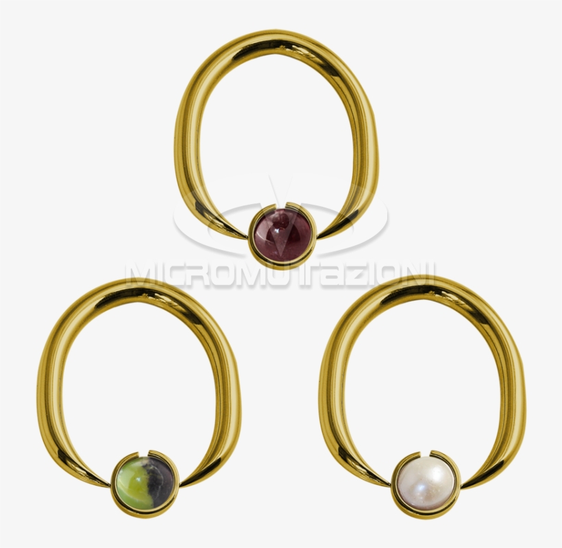 Gold Steel Ball Closure Oval Ring With Natural Stone - Ring, transparent png #4207354