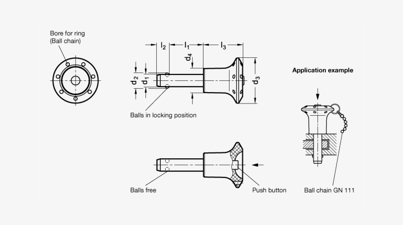Stainless Steel Ball Lock Pins Aisi 303, With Plastic - Stainless Steel, transparent png #4207574
