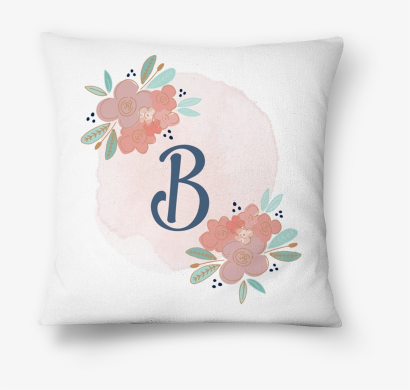 Almofada Monograma Floral B • Aquarela De Hang A Printna - Cushion, transparent png #4208890