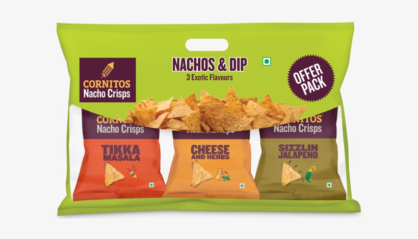 Nachos & Dip Combo Pack - Cornitos Nachos Crisps, Cheese N Herbs, 150g, transparent png #4209393