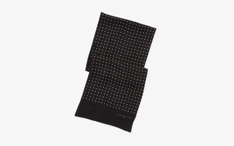 Pc0024 Polo Ralph Lauren Dot-print Wool Challis Scarf - Ralph Lauren Men's Dot-print Wool Challis Scarf - Black/cream,, transparent png #4209442
