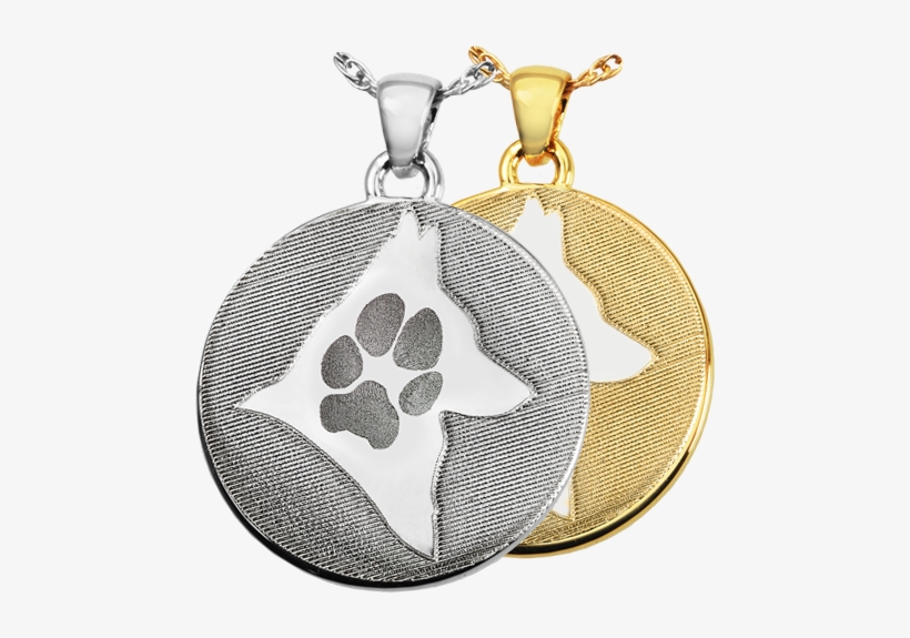 Round Disc Paw Print & Silhouette Pet Memorial Jewelry - B&b Round Footprint Jewelry, transparent png #4209668