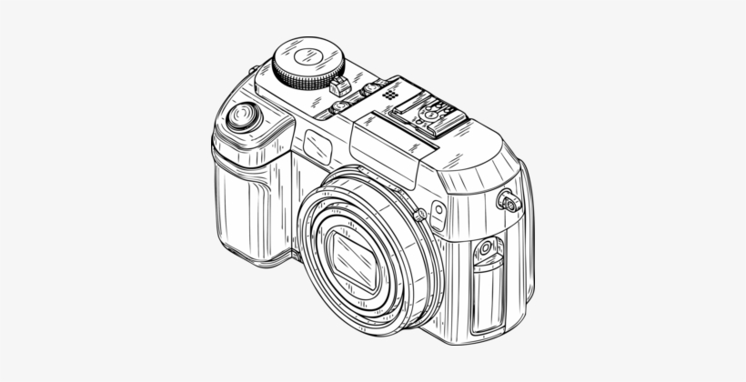 Photographic Film Digital Cameras Digital Slr Drawing - Digital Camera Drawing Png, transparent png #4210698