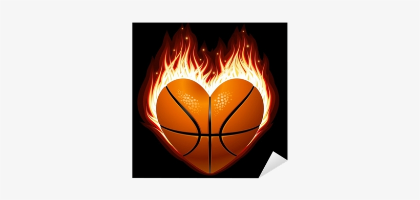 Vinilo Pixerstick Vector De Baloncesto En El Fuego - Basketball Heart On Fire, transparent png #4211593