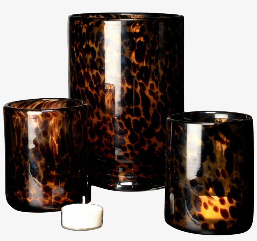 Living In Style / Hand Blown Leopard Print Candle Holder - Animal Print, transparent png #4212938
