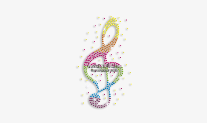 Colorful Music Note Iron On Rhinestone Transfer Design - Iron On Rhinestone Transfer, transparent png #4213386