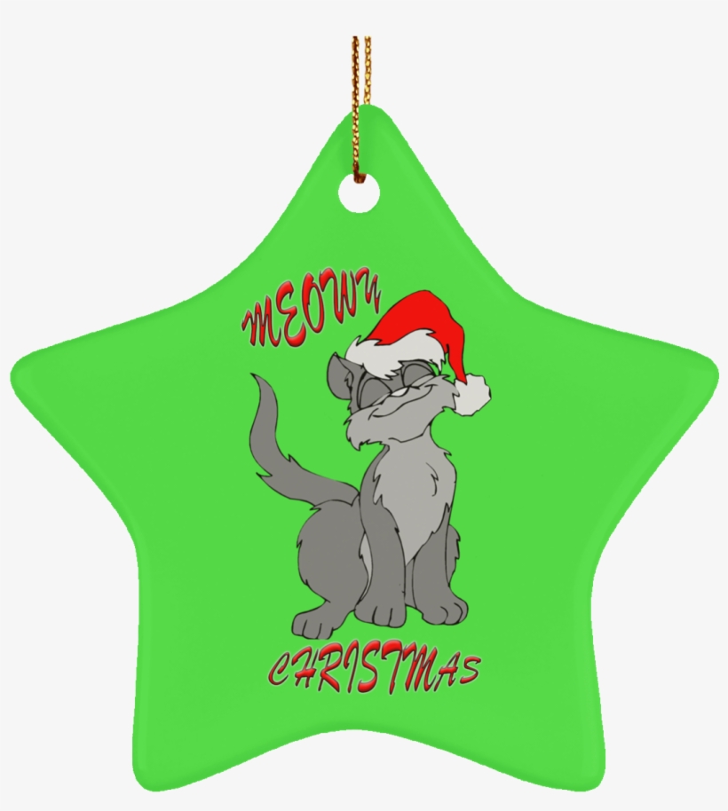 Meowy Cat Christmas Tree Ornament Green Round Oval - Christmas-cat Note Cards (pk Of 10), transparent png #4213627