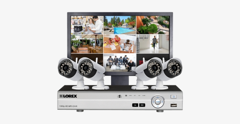 Lorex Lw84mw Hd 4 Camera 8 Channel Dvr And Monitor - Lorex Wireless Security Camera System With Monitor, transparent png #4213949