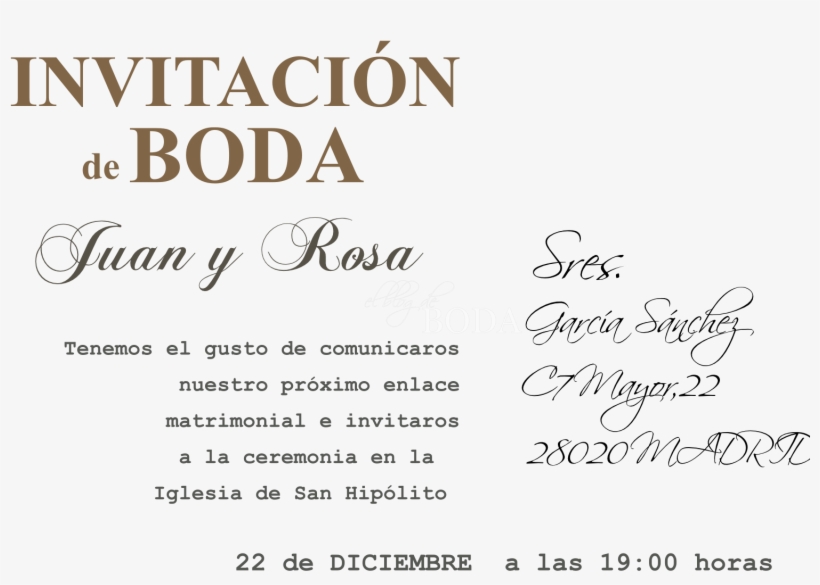 Awesome Invitacion De Boda Texto With Invitacion De, transparent png. 