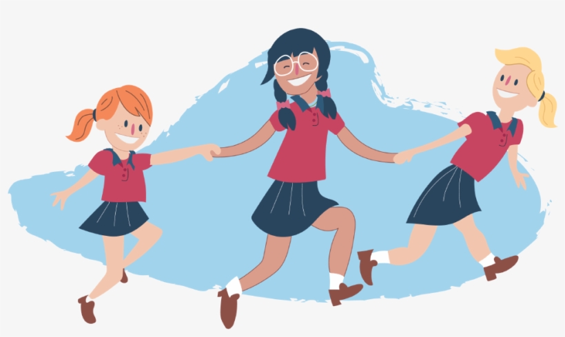 Girls Skipping And Holding Hands - Kids Helpline, transparent png #4216746