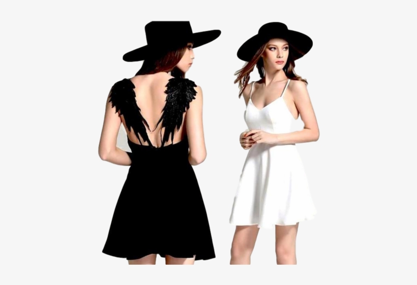 Fallen Angel Winged Dress White Black - Angel Wings Dress, transparent png #4216986