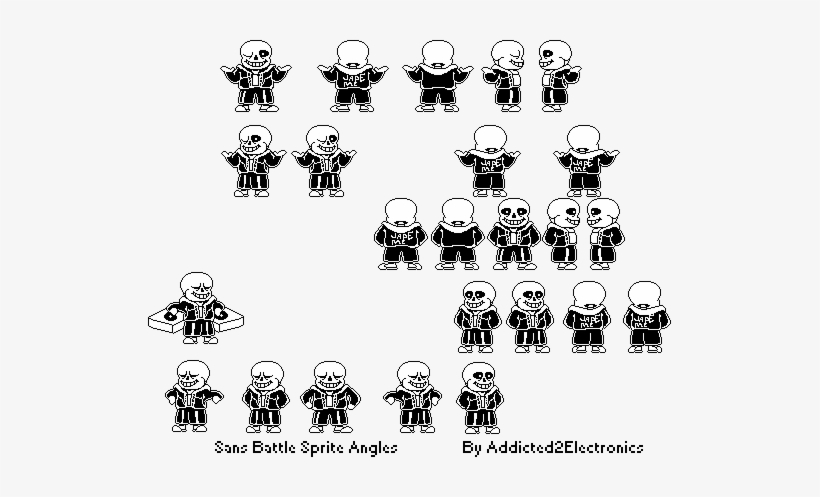 Sans Battle Sprite - Undertale Sans Pixel Art Grid Transparent PNG