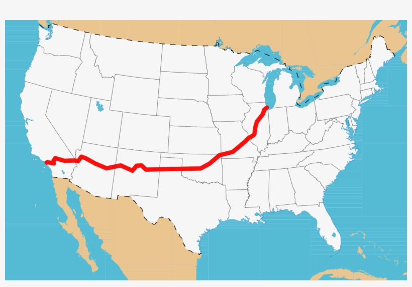 Route 66 Great Depression Map, transparent png #4218686