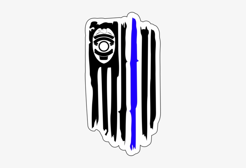 Distressed Usa Flag W/ Police Shield Thin Blue Line - Police, transparent png #4219774