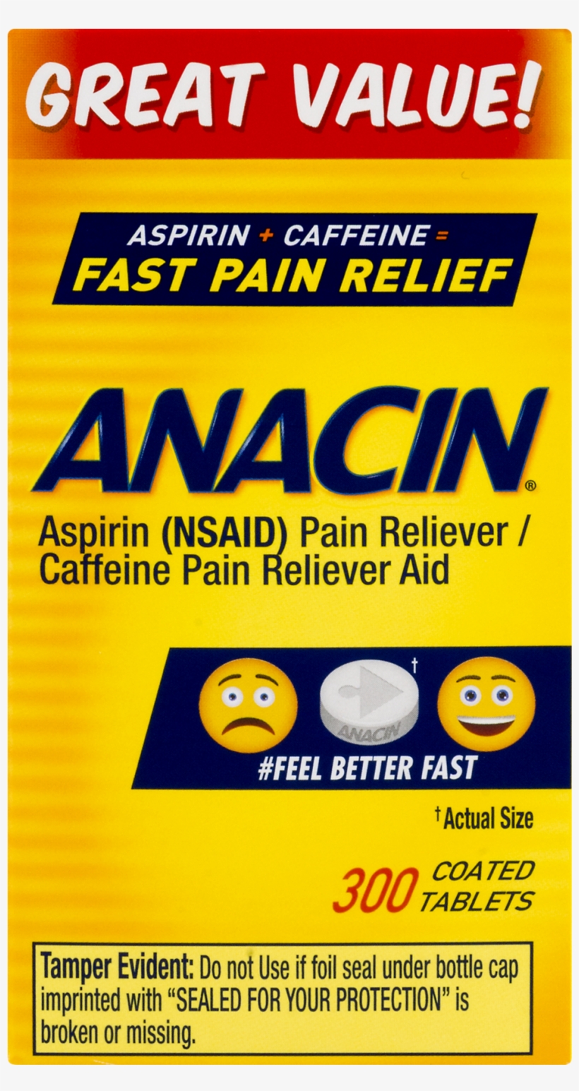 Anacin Asprin Pain Relief Tablets - 300 Ct, transparent png #4220983
