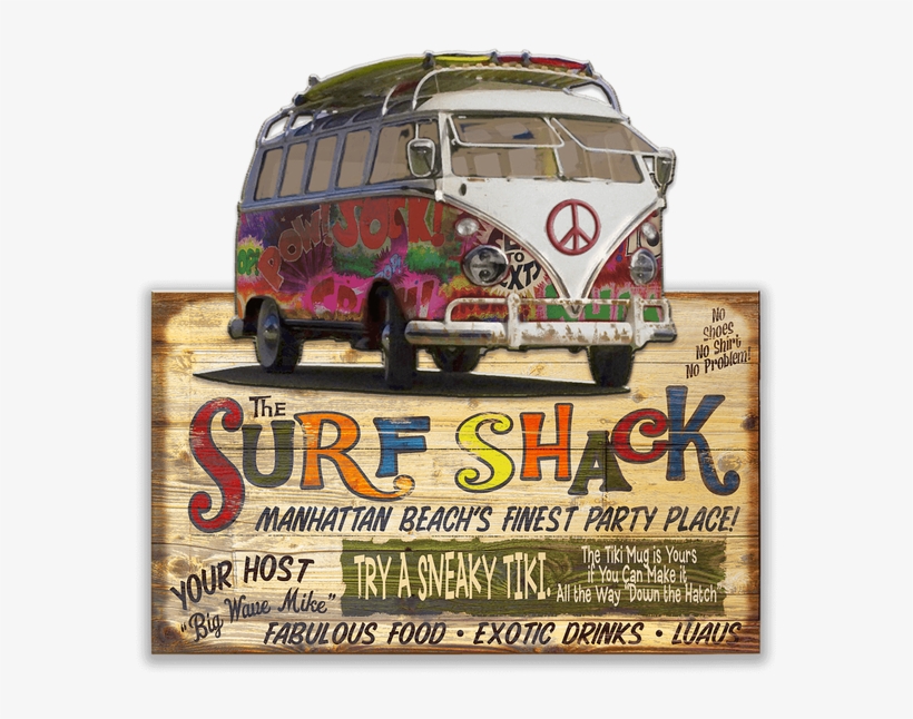 View Zoom Surf Shack With Bus Sign - Volkswagen, transparent png #4221477