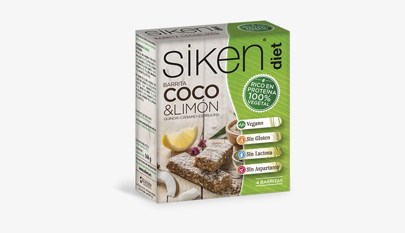 Siken Vegetable Protein Diet Lemon Coconut Bars 4 Units, transparent png #4221524