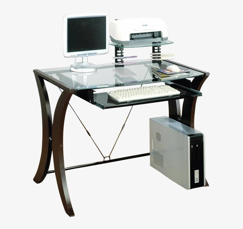 Coaster Division Table Desk With Glass Top In Cappuccino - Contemporary Cappuccino Finish Computer Desk W/ Pull, transparent png #4221669