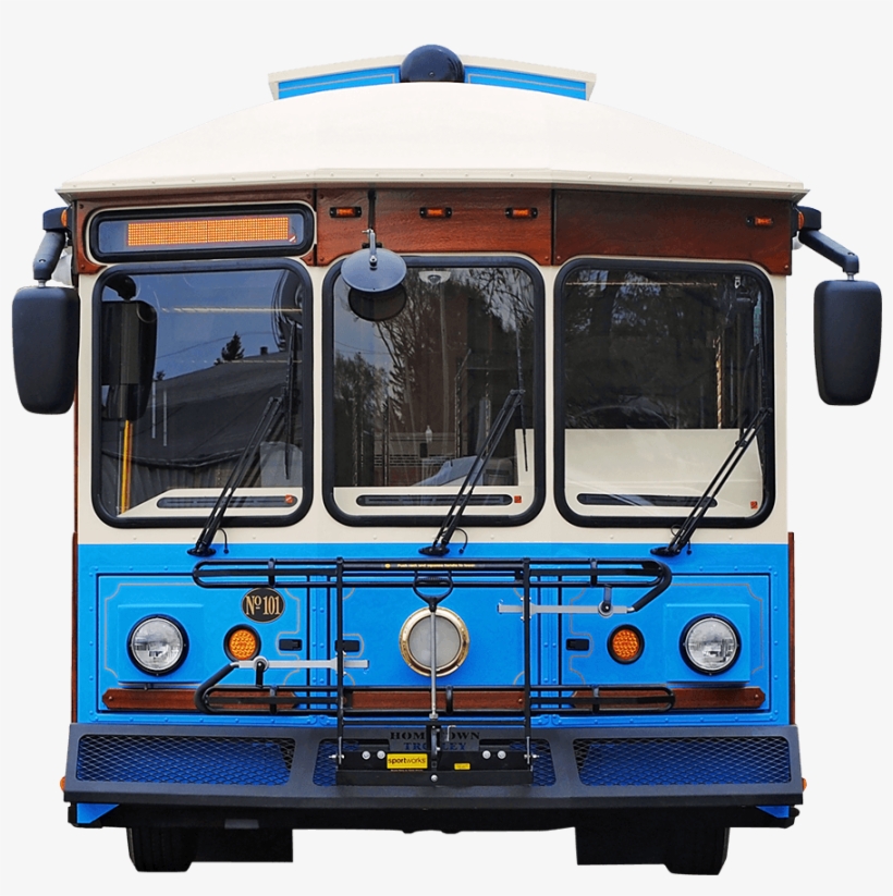 Trolley - Blue And White Trolley Bus, transparent png #4221711