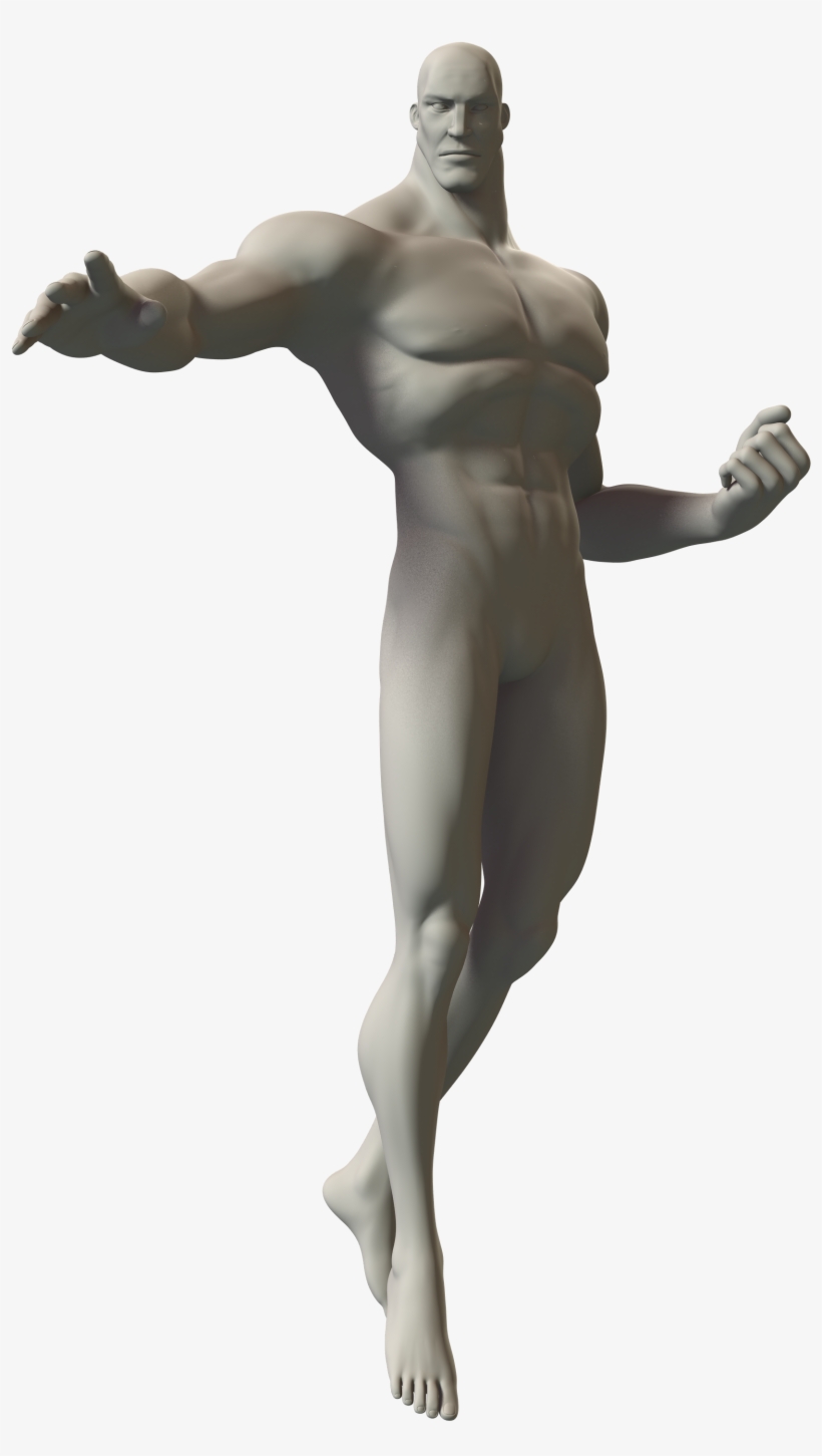 3d Sketch Of A Superhero In A Power Flying Pose - 3d Super Hero Action Poses, transparent png #4221818