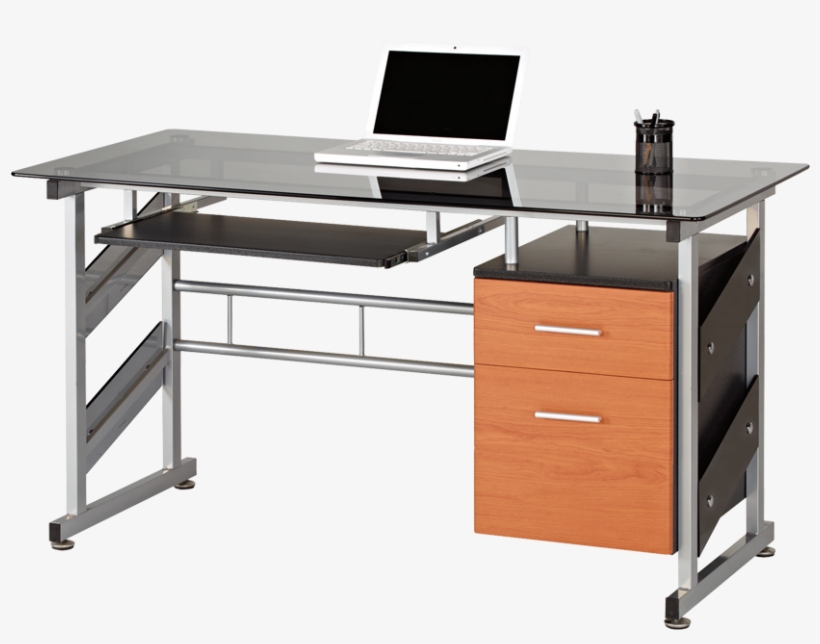 Star Kuma Trestle Leg Glass Top Desk - Heartwood Kuma Storage Pedestal Glass Desk, transparent png #4222288