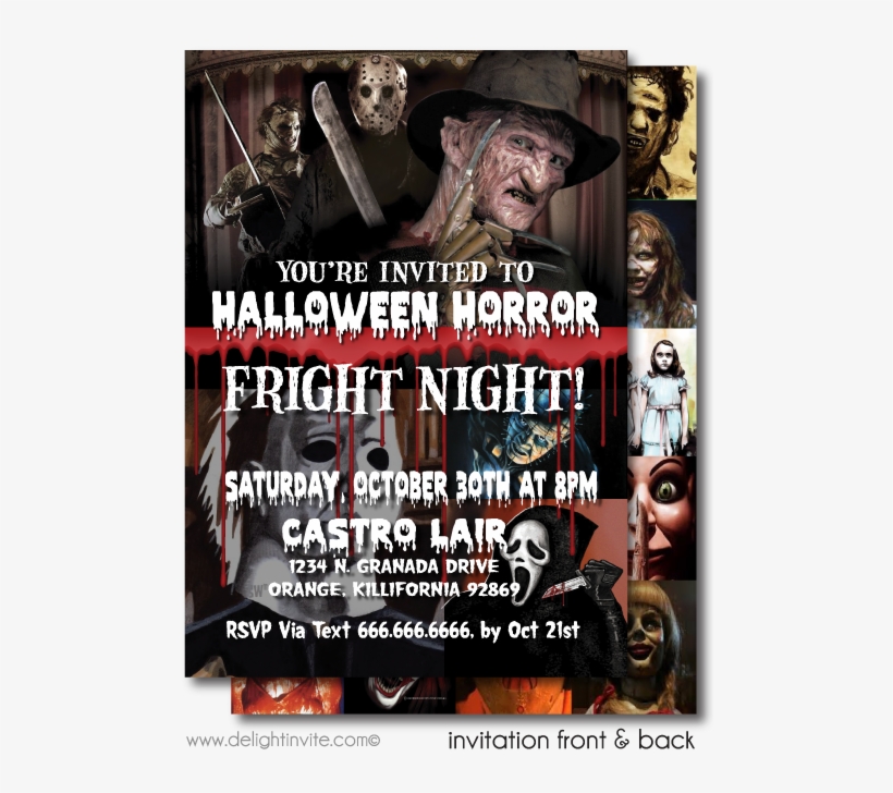 Classic Horror Movie Halloween Invitation Printable - Horror Movie Halloween Invitation, transparent png #4222462