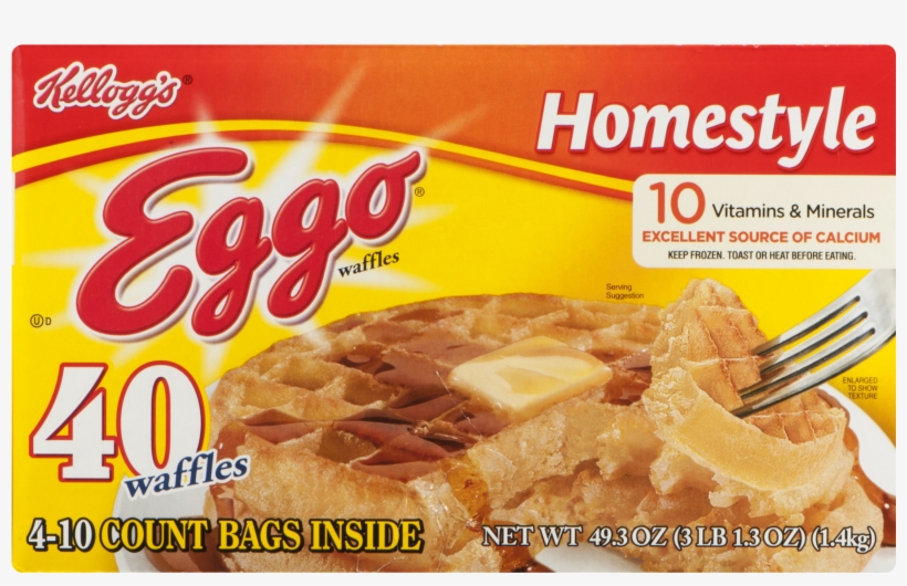 Kellogg's Waffles Homestyle Eggo 40 Count - Eggo Waffles, transparent png #4225041