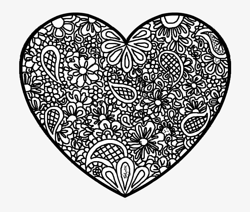 Zentangle Paisley Doodle Abstract Heart - Abstract Heart Coloring Pages, transparent png #4227773