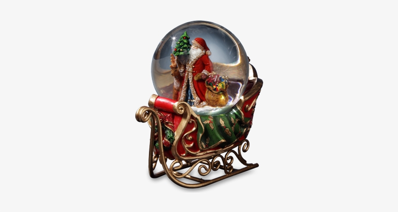 Santa Sleigh Medium - San Francisco Music Box Company Santa W/reindeer, W/sleigh, transparent png #4228309