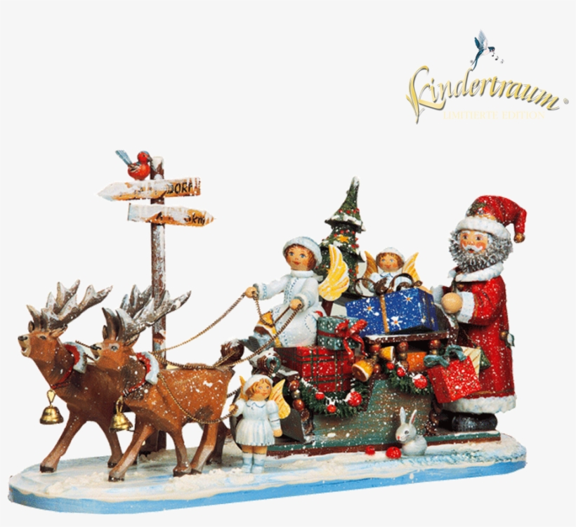 Reindeer Sleigh - Traineau Du Père Noel Avec Ses Rennes, transparent png #4228363