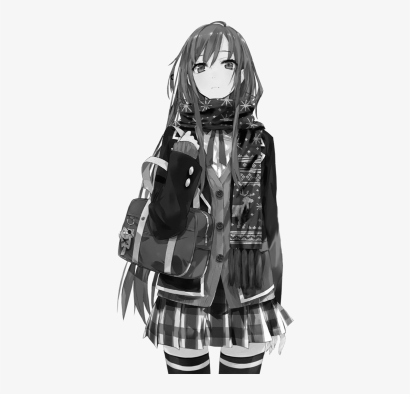 Black And White Edit Monochrome Anime Girl Click And - Anime Girl Cool Police, transparent png #4229593