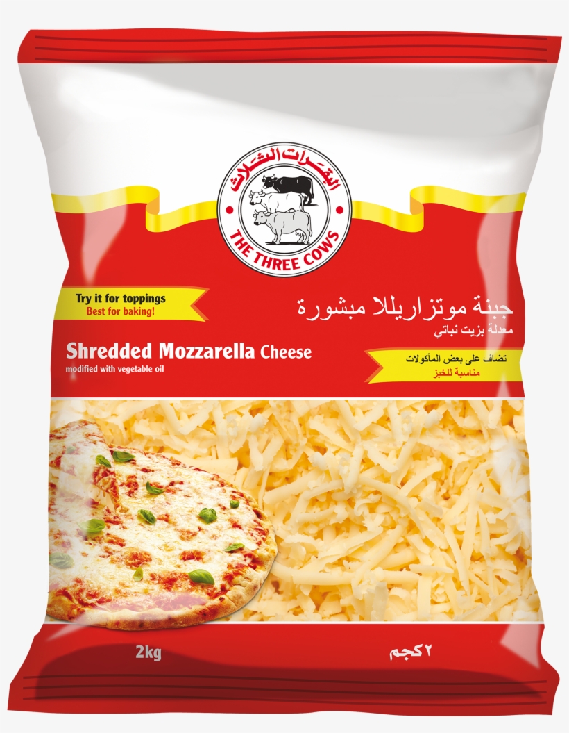 Shredded Cheese Png Download - Three Cows Mozzarella Cheese 200g, transparent png #4230373