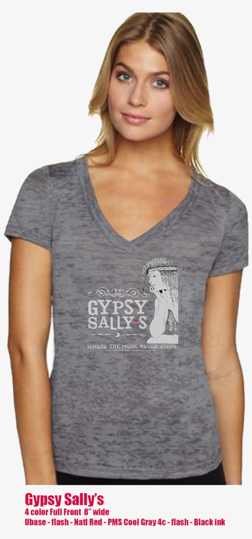 Ladies V-neck Gray Burnout - Girl, transparent png #4230767