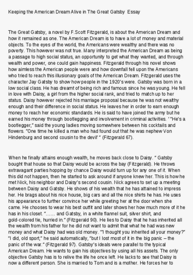 Topics For High School Essays Keeping The American Dream Alive In The Great Gatsby Untitled Pg Universal Health Care Essay also Essay Health Keeping The American Dream Alive In The Great Gatsby Untitled Pg English Essay Writing Help