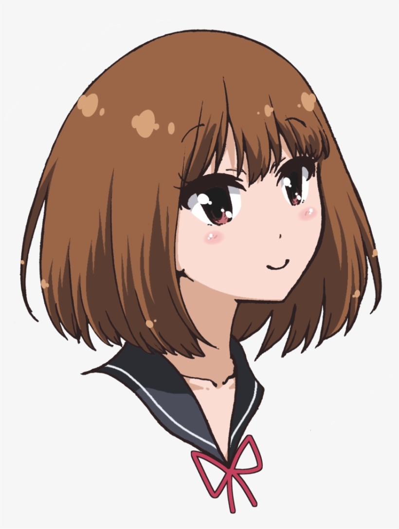 Brown Eyes Brown Hair Head Only Highres Medium Hair - Cartoon, transparent png #4232889