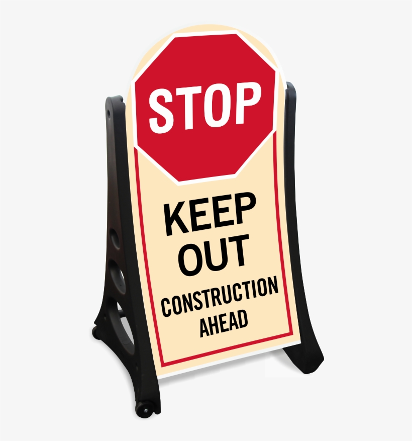 Keep Out Contruction Area Sidewalk Sign Kit - Stop Proceed With Caution Sign, transparent png #4233234