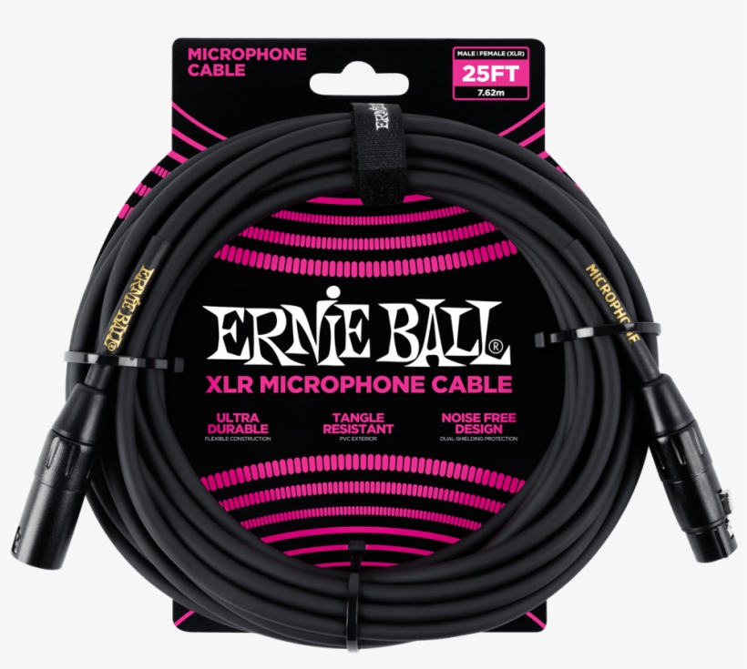 25' Male / Female Xlr Microphone Cable Front - Ernie Ball 6073, transparent png #4234287