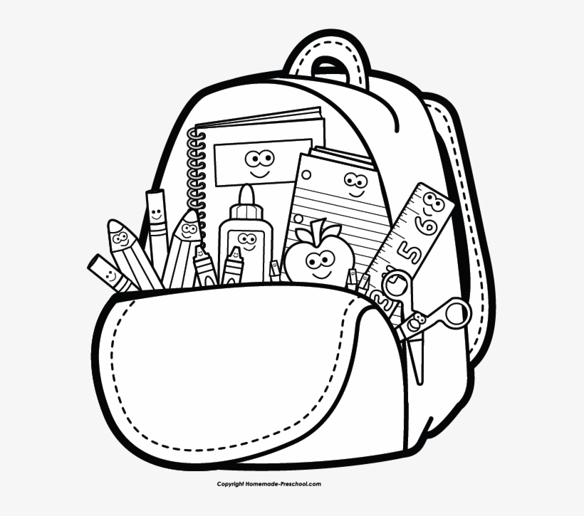 Free Back To School Clipart Png Free Stock - School Clipart Black And White, transparent png #4234698