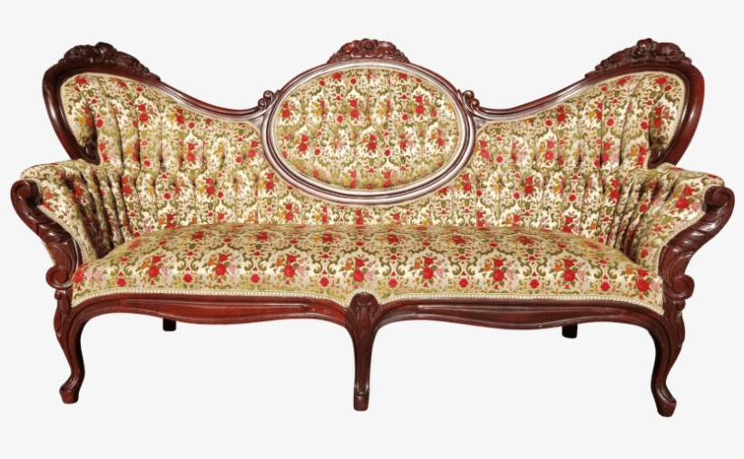 Victorian Floral Velvet Sofa - Velvet, transparent png #4234699