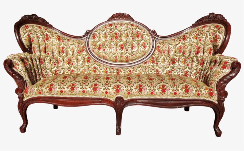 Victorian Floral Velvet Sofa - Velvet, transparent png #4234699