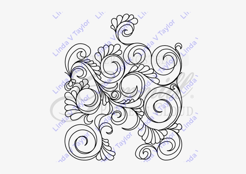Lt 2212 Tt Swirl And Feathers - Line Art, transparent png #4235360