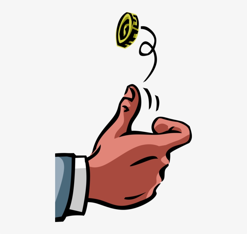 Vector Illustration Of Decision Making Hand Flipping - Coin Flip Png, transparent png #4236858