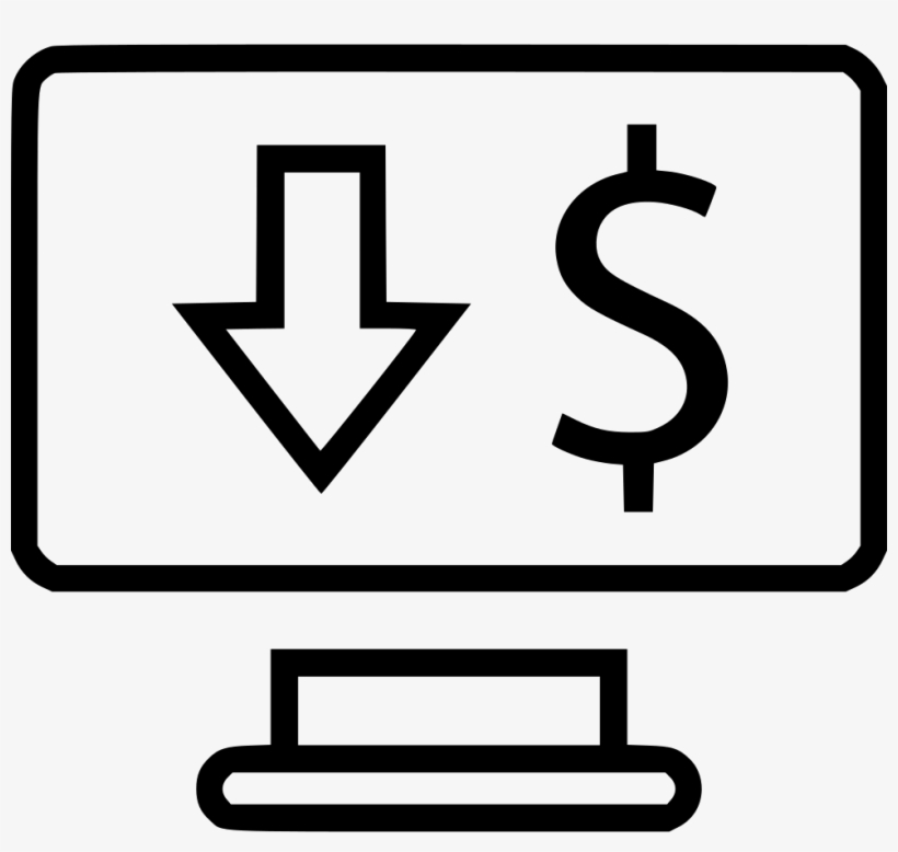 Stock Market Low Arrow Down Dollar Sign Comments - White Arrow Pointing Down, transparent png #4238619