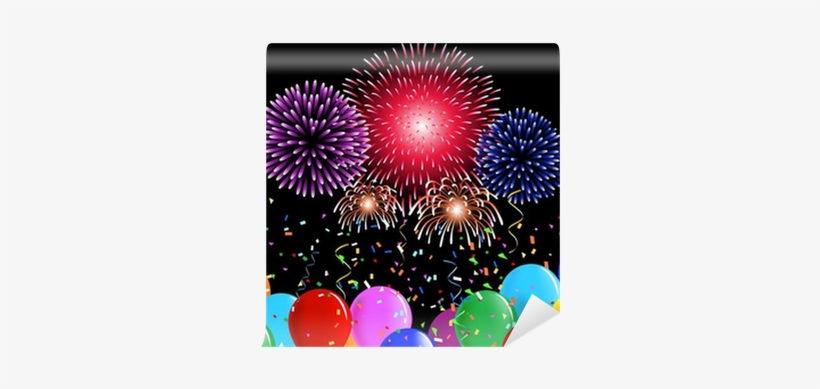 Fotomural Partido De Globos, Cintas De Confeti Y Fuegos - Balloon, transparent png #4239809