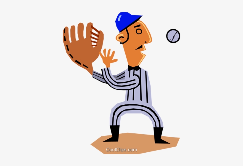 Baseball Player Catching Ball Royalty Free Vector Clip - Clip Art, transparent png #4240943