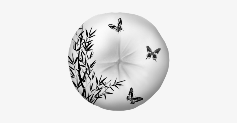 Bamboo And Four Butterflies Silhouettes Tufted Floor - Master Design Decals Bamboo Branch Vinyl Wall Decal, transparent png #4241782