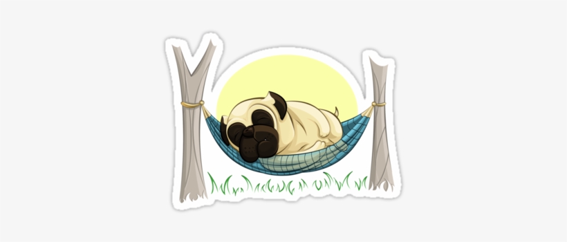 Pug In A Hammock Stickers By Anmgoug On Redbubble - Cafepress Pug In A Hammock Pillow Case, transparent png #4241996