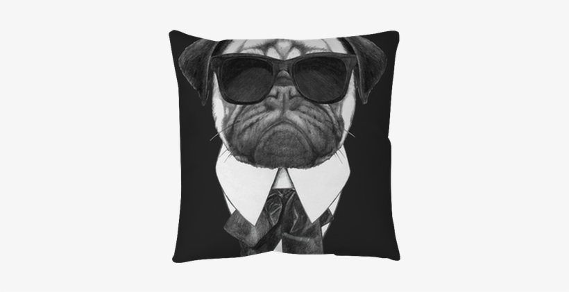 Hand Drawn Fashion Illustration Of Pug Dog With Sunglasses - Pug Sunglasses, transparent png #4242721
