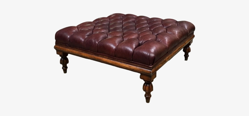 Square Brown Leather Tufted Ottoman With Solid Wood - Ottoman, transparent png #4246732